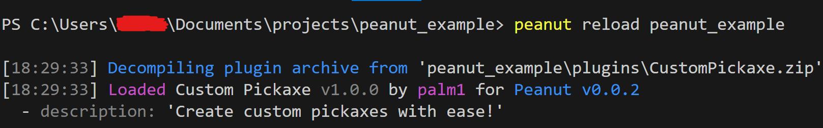 Run peanut reload <path to project directory>